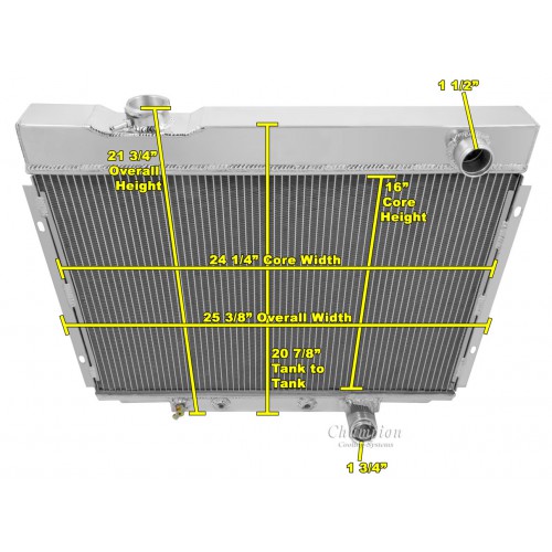 ACC Aluminum Crossflow Radiator – For 1960-1963 Ford Galaxie Big Block, 2-Row, Direct Fit