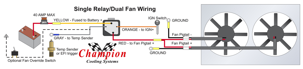 Works on Single or Dual Fans Chevy Cars Fan Relay Wiring Kit